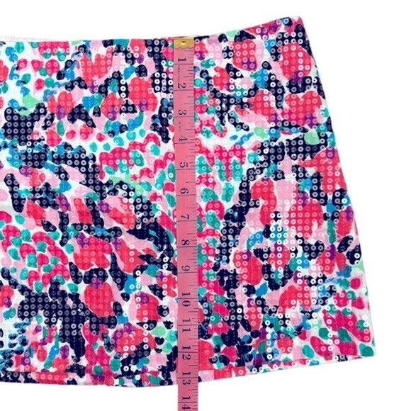 LILLY PULITZER TATE CAMEO WHITE SWEET NOTHING SEQUIN FLORAL MINI SKIRT‎ 0 EUC - Picture 9 of 12